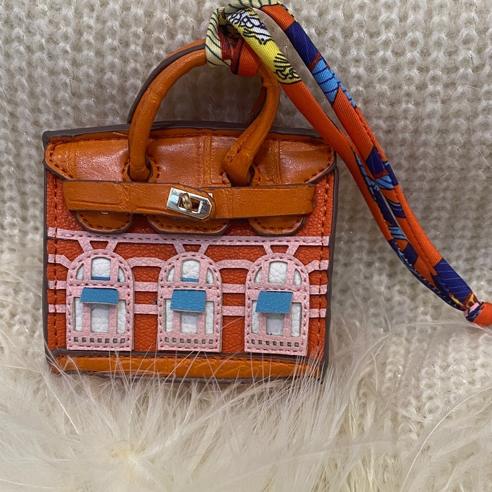 Terracotta Window Mini Bag Charm | Embossed Purse Keychain |